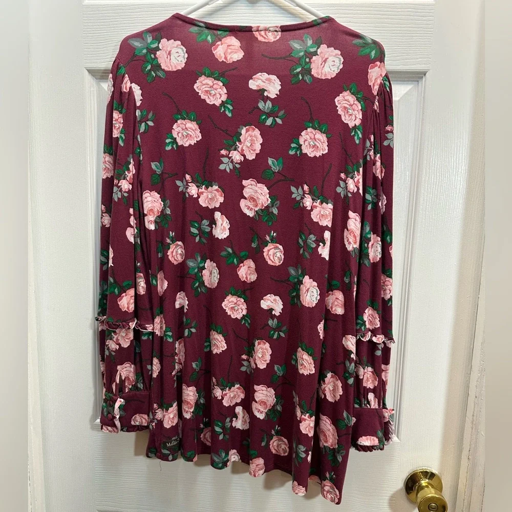 Matilda Jane Burgundy and Pink Floral Lace Yoke Top - Picture 3 of 3